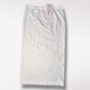 NWT 12th Tribe White Elastic Waist Midi Skirt Slip Stretch ONE SIZE